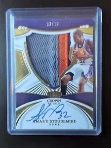 2022-23 Panini Crown Royale Amar'e Stoudemire GAME WORN patch ON CARD Auto /10 - Picture 1 of 7