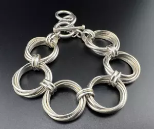 SILPADA STERLING SILVER 925 MULTI-CIRCLE TOGGLE BRACELET B1235 - Picture 1 of 3