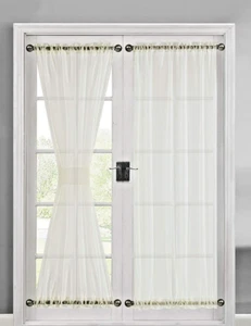 French Door Rod Pocket Door Panel Curtain Sheer Voile 72" Ivory Lichtenberg - Picture 1 of 12