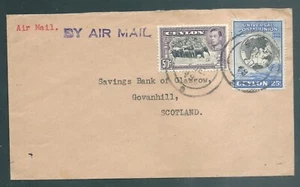 CEYLON 1949 George VI cover to Scotland - Picture 1 of 2