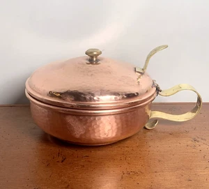 Solid Copper Crumb Catcher Silent Butler Hammered With Brass Handle - Picture 1 of 15