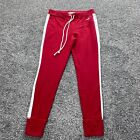 Hollister Sweatpants Womens Medium Red White Stripe Logo Run Jog Tapered Ladies