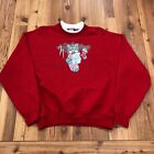 Vintage Morning Sun Red Christmas Kitten Pullover Crew Sweater Womens Size XL