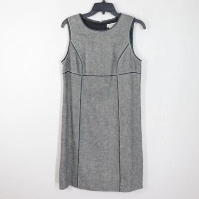 Vtg Michael Kors Sheath Dress Women M Brown Wool Blend Topstitch Seams Sleeve - Image 1 of 4