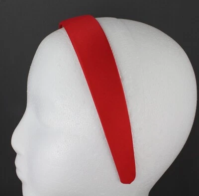 Rojo Estilo Clásico Básico Tela Satinada Cubierta Diadema Banda para el Cabello Accesorio Foto 1 de 4
