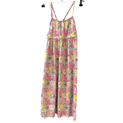 Circo 5T Strappy Girls Sleeveless Dress Pink Yellow Flowers Tropical Summer - Image 1 of 4