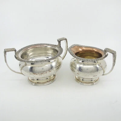 ANTIGUO PLATO SHEFFIELD 19c Par Sucrier jarra de leche crema georgiana Foto 1 de 4