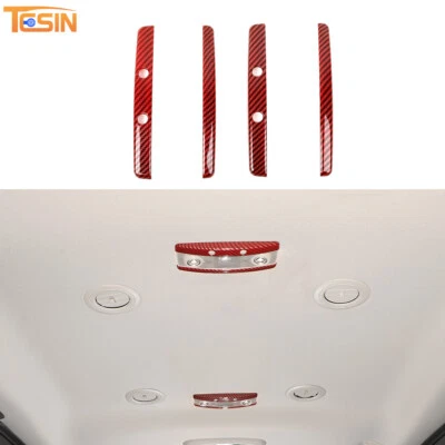 Cubierta de lámpara de lectura de techo trasero de fibra de carbono roja para Dodge Durango 2011-2020 Foto 1 de 4