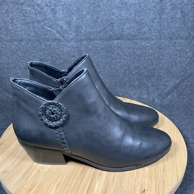 Botines Jack Rogers para mujer de cuero negro talla US 7 cremallera lateral Foto 1 de 4