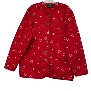 Giesswein Women's Wool Embroidered Cardigan Heart Jacket Button Front Size 10 - Picture 1 of 10