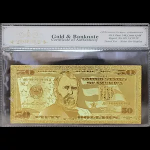 Gold 2009 $50 Fifty Dollars Banknote Collectible with Bag & Certificate - Picture 1 of 2