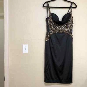 Mandalay Womens Dress 8 Black Beaded Evening Gown - Picture 1 of 5