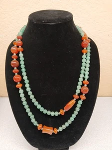 Large Beautiful Jay King DTR Carnelian & Aventurine Necklace 50" - Picture 1 of 6