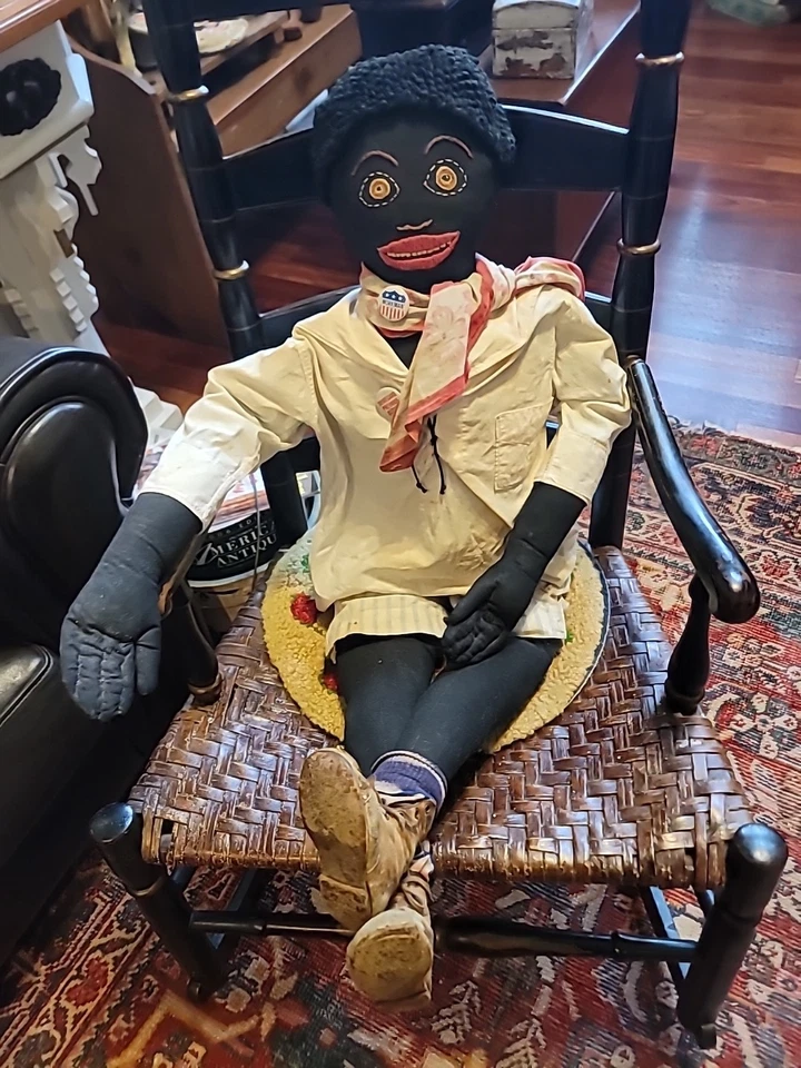 Antique Rag Doll Handmade Embroidered Face LIFESIZE Circa 1930s Orig Clothes 39" - Image 1 of 4