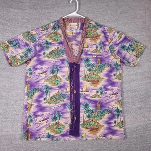 Camisa Dr. Collectors Para Hombres XL Púrpura Hawaiana Isla Aloha Palmeras EE. UU. Algodón - Imagen 1 de 8