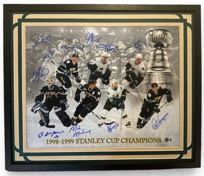 1998-99 Dallas Stars Stanley Cup Champs 16x20 Photo Framed Signed by 11 Beckett - Image 1 of 4
