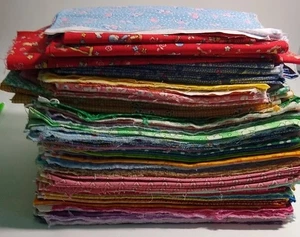 Fabric Quilting Craft Panels Mixed Lot Various Sizes Patterns & Colors Some Vtg - Picture 1 of 22