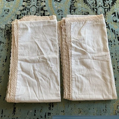 2 paneles de cortina 54x108 blanco roto borde de encaje cottagecore granja decoración de campo Foto 1 de 4