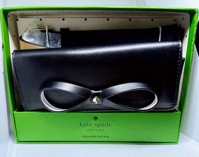 ¡NUEVO! Bolso Cinturón Kate Spade Negro Lazo Ajustable Cuero Genuino, S/M Foto 1 de 4
