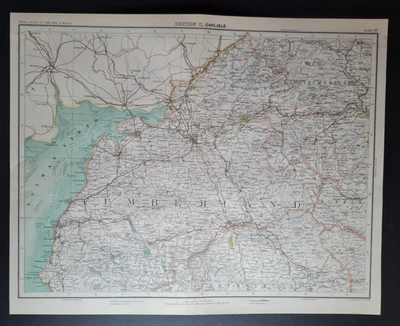 Antique 1898 Map - Carlisle - Penrith - Cumberland - Cumbria - Bartholomew - Image 1 of 4