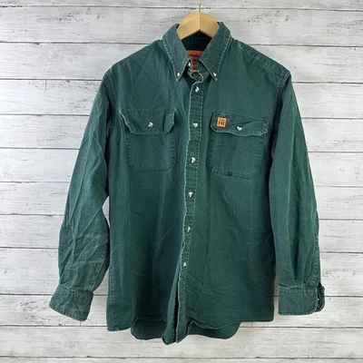 Camisa Wrangler Riggs Para Hombres Mediana FR Impermeable Ropa de Trabajo Abotonada Verde Foto 1 de 4