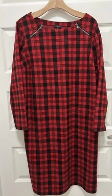 Talbots  Red Black Dress Plus Size 1X Tartan Plaid Christmas Holiday EC! - Image 1 of 4