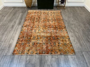 Alfombra de área naranja, alfombra hecha a mano, alfombra oriental, alfombra bohemia, antigua 5,1 x 7,7 pies - Imagen 1 de 10