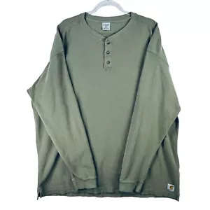 Carhartt Thermal Henley Shirt Long Sleeve Work Utility Olive Green 2XL Tall - Picture 1 of 7