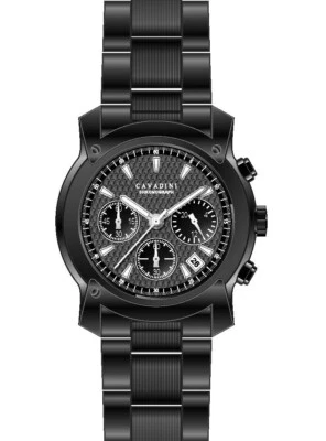 CAVADINI Herrenuhr Chronograph Datum Luxus CV-920 10 Bar Schwarz Edelstahl - Bild 1 von 2