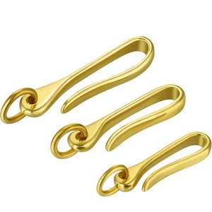 3 Size Retro Solid Brass KeyChain Key Ring Belt U Hook Wallet Chain Fish Hook A - Picture 1 of 27