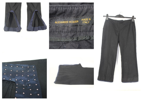 Pantalone donna Alexander McQueen vintage anni 90 nero lusso moda da collezione