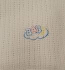 Vintage JC PENNEY white Thermal Cotton Woven Baby pastel letters Blanket cloud