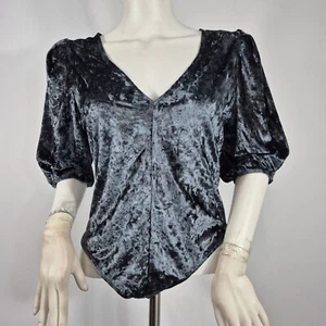Free People Don’t You Wish Velvet Bodysuit Size S Sunflower Seed Puff Sleeve (18 - Picture 1 of 13