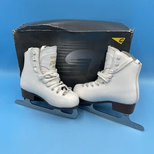 Graf Davos Gold Junior Girls White Leather Figure Ice Skates - Size 30 / UK 12 - Picture 1 of 16
