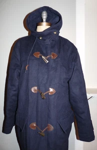 Lands' End Regular Medium 10-12 Navy Wool Hooded Toggle Coat Pischl Fabric - Picture 1 of 24
