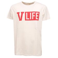 9798K maglia uomo V LIFE ivory/red garment dyed cotton t-shirt man
