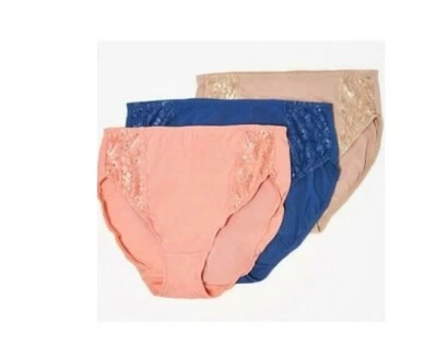Breezies Set of 3 Soft Support Lace Hi-Cut Panties-Bright-Medium-New-A351932 - Image 1 of 2