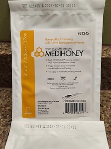 4~MEDIHONEY Wound Patch Derma Sciences Burn Dressing & HoneyColloid Exp 07/24