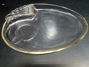 Federal Glass Columbia Clear Oval Glass Snack Plate Unique Platter Vintage  - Picture 1 of 12