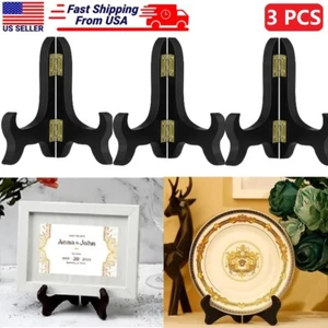 1-3PCS NEW 6 in Wooden Plate Easel Dish Display Holder Folding Photo Frame Stand - Picture 1 of 15