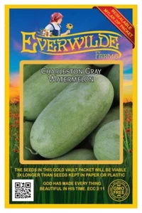 40 Charleston Gray Watermelon Seeds - Everwilde Farms Mylar Seed Packet - Picture 1 of 3