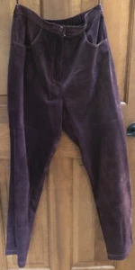 Terry Lewis Pants Womens Size 8P Vintage Purple Suede Genuine Leather - Picture 1 of 13