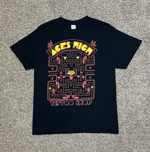 Aces High Men’s T-Shirt Tattoo Shop PAC-MAN Graphic Tee S/S Crew Neck Size L - Picture 1 of 21