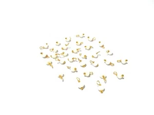 100 Pcs White Chalcedony Rondelle Faceted 4-4.5mm Beads, Gold Wire Wrapped Link - Picture 1 of 5