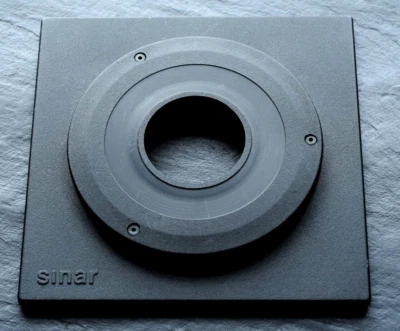Sinar lens board for all Sinar film cameras and formats. Top Hat raised 5mm - Image 1 of 2