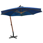 Parasol with Pole Azure Blue 3.5x2.9 m Solid Fir Wood O5T6