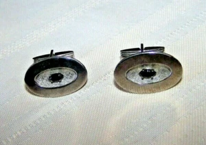 Vintage Silver Tone Sapphire Solitare Stone Cufflinks  - Picture 1 of 3