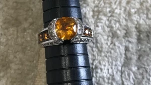 Victoria Wieck Sterling Two Tone 2.30ctw Orange Citrine & White Topaz Ring Sz 7 - Picture 1 of 10