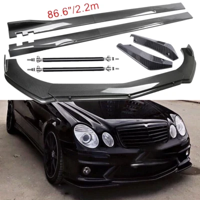 For Mercedes-Benz Carbon Fiber Front Bumper Lip Spoiler & Side Skirt Foto 1 de 4