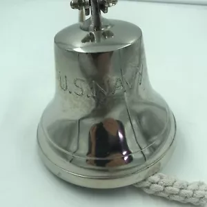 Nautical Chrome Finish Aluminum US NAVY Ship Bell with Rope, 6.5" Captain's Mess - Picture 1 of 5